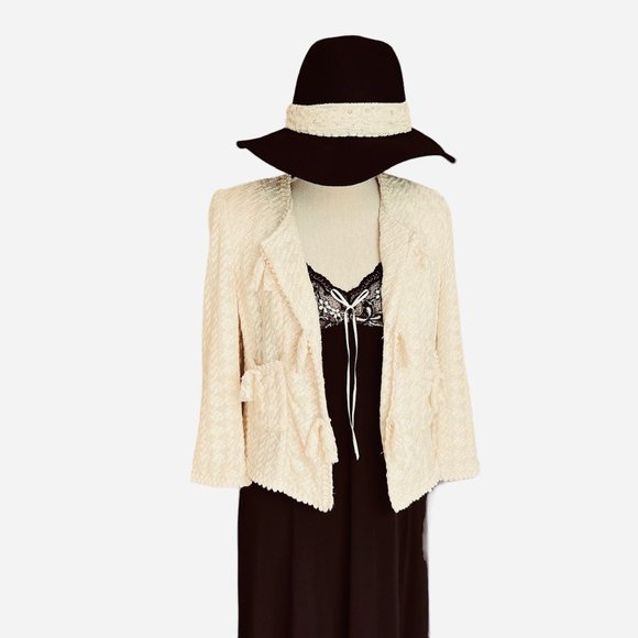 Lace  Embroidered Black Midi Slip Dress Size Small - Picture 11 of 11